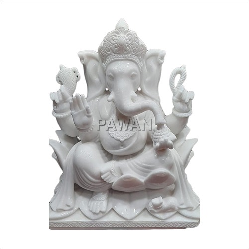 Eco-Friendly Marble White Fancy Ganesh Statue