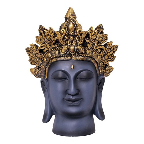 Multi Color Buddha Head Statue With Golden Crown