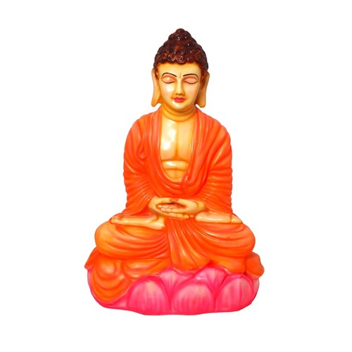Multicolour Meditating Buddha Statue Sitting On Lotus