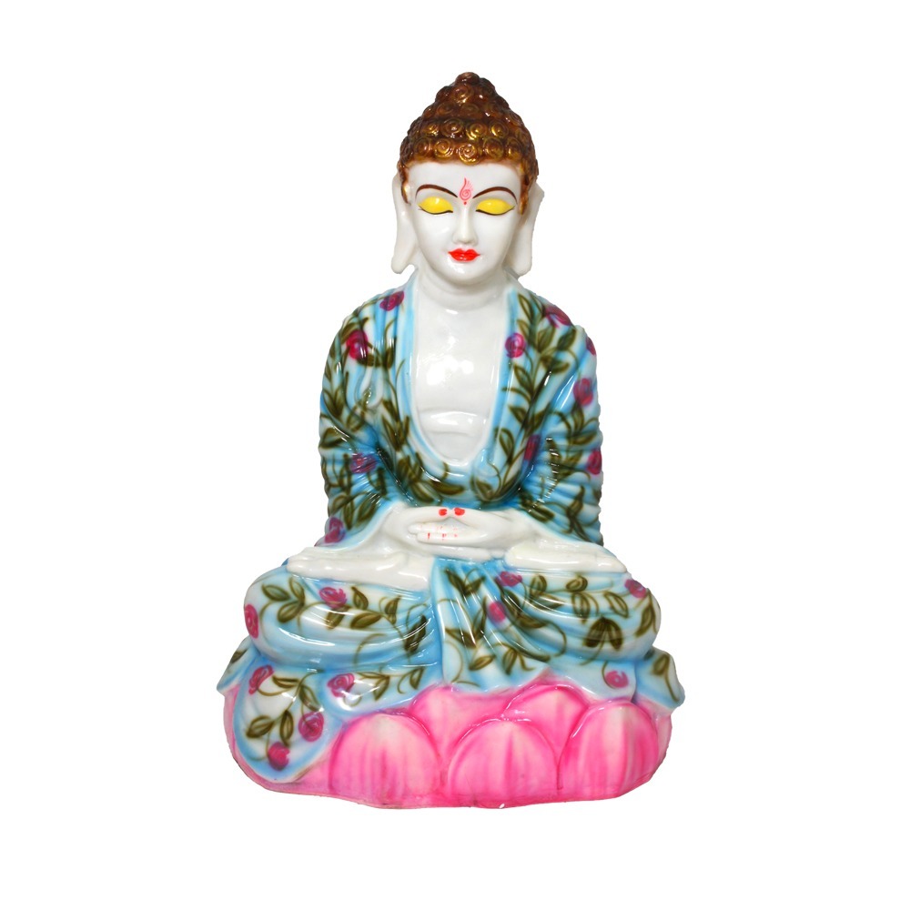 Meditating Buddha Statue Sitting On Lotus