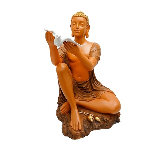 Big Buddha Statue/figurine With Bird In Hand