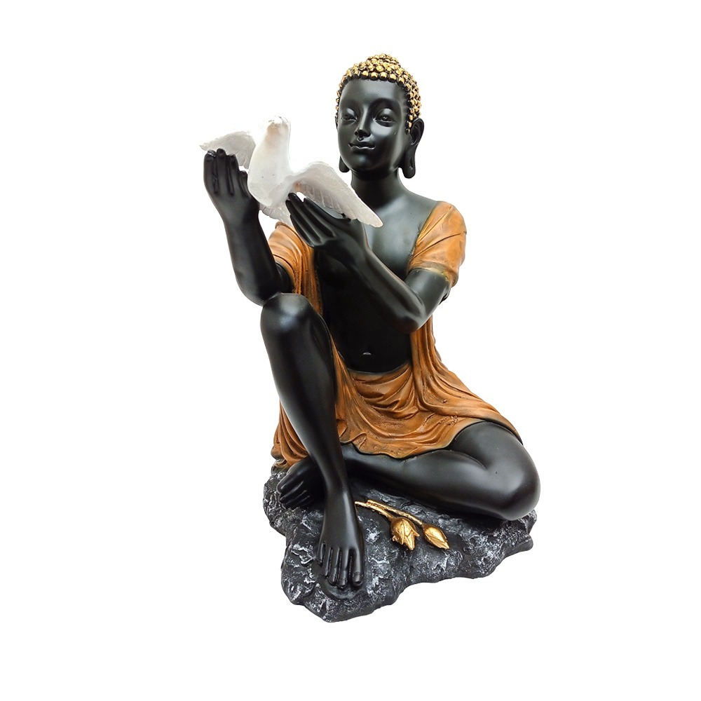 Big Buddha Statue/figurine With Bird In Hand