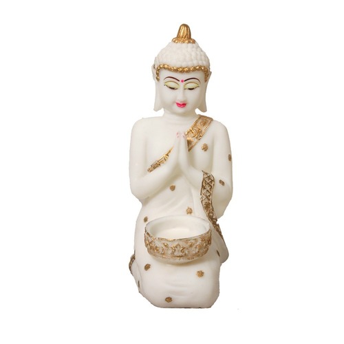 White Antique Look Praying/ Namste Buddha Statue