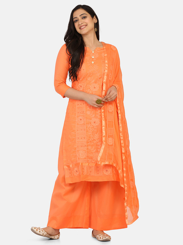 Orange Unstitch Salwar Suit