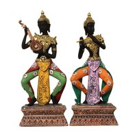 Polyresin Buddha Decorative Statue/murti Pair Playing Musical Instrument