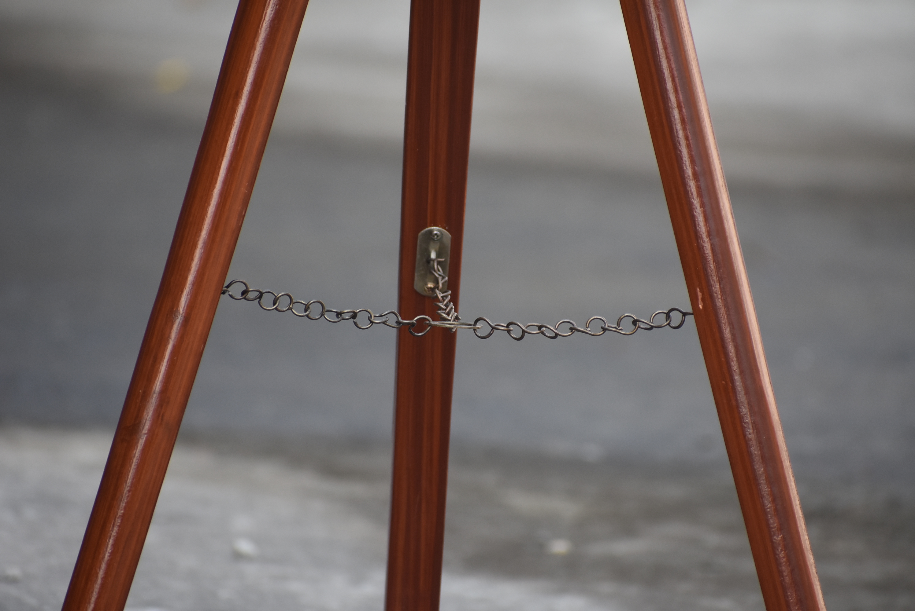Antique brass color brown wooden corner floor tripod stand vintage home decor