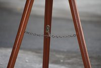 Antique brass color brown wooden corner floor tripod stand vintage home decor