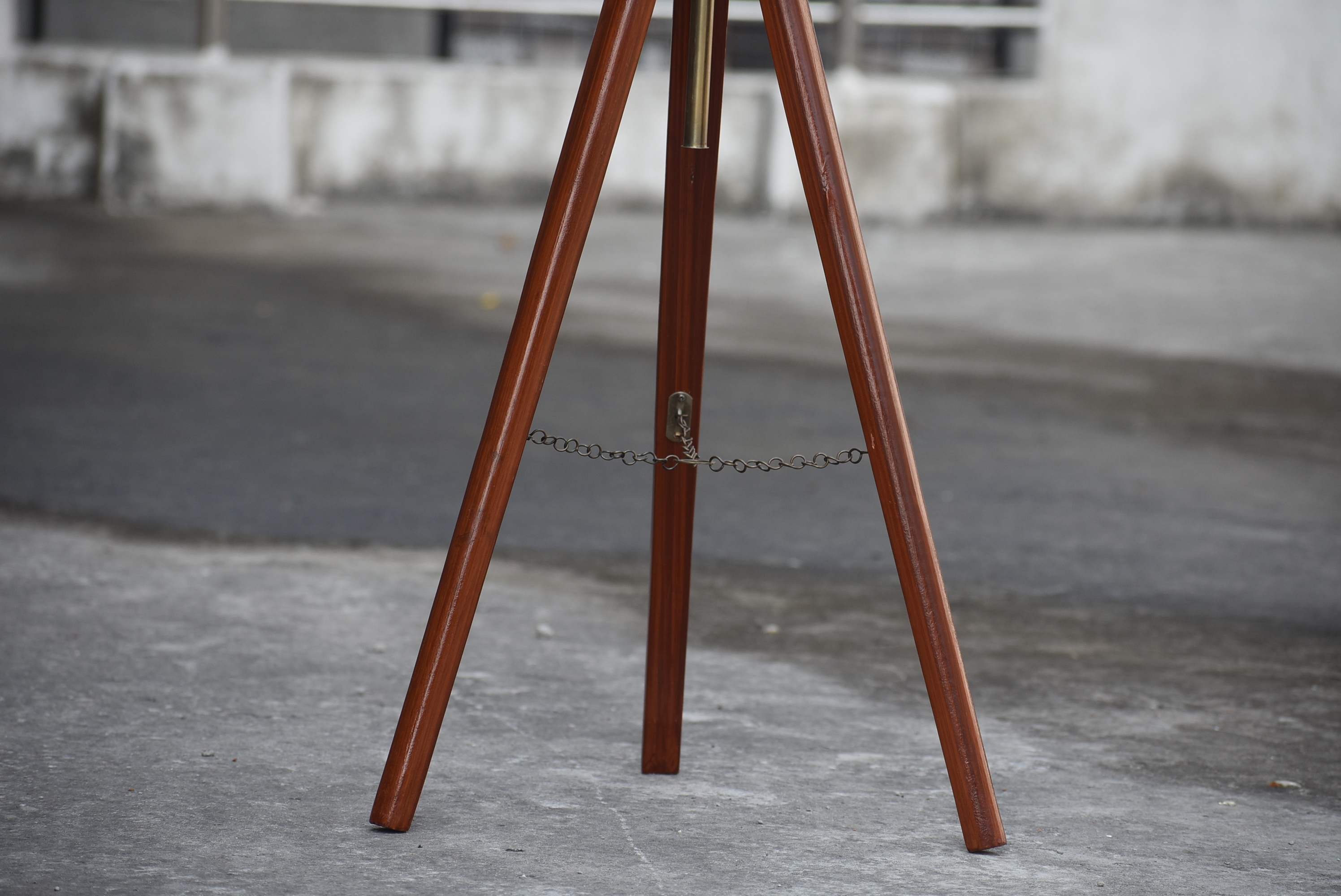 Antique brass color brown wooden corner floor tripod stand vintage home decor