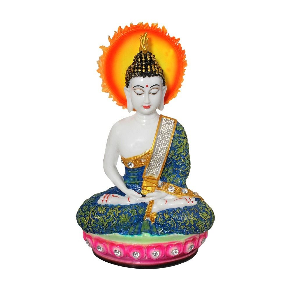 Resin Lord Buddha Statue With Energy Circle Background