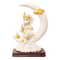 Marblr Look Ganesha Statue With Wodden Base