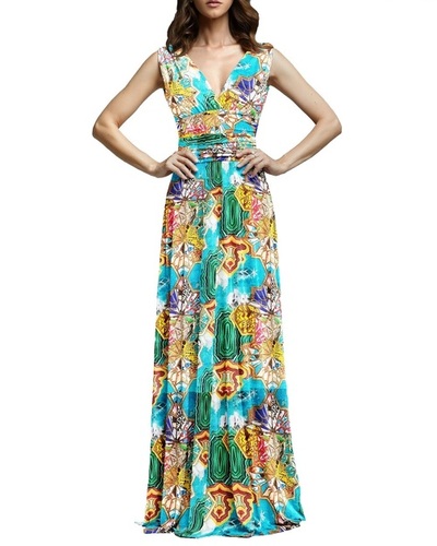 Multicolored Digital Print Design On Rayon Silk Fabric