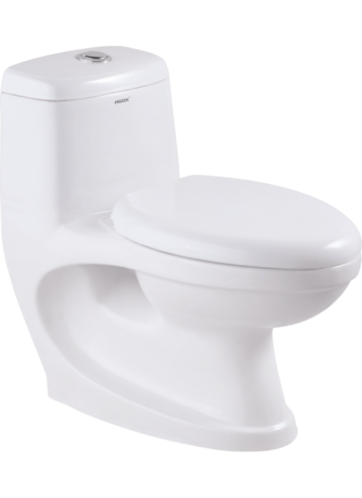 One Piece Round Ceramic Closet - Color: White