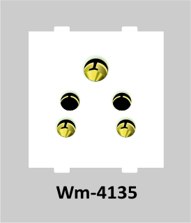Wit Modular 6a 2 In 1 Socket - Polycarbonate & Brass Material, White Color | 5 Pin Modular Socket Design with Enhanced Durability