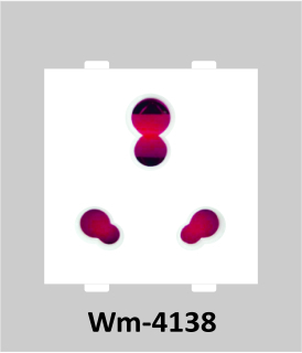 Wit Modular 16a Socket - Polycarbonate & Brass, White Color | Modular 16A Design with High Conductivity Brass Conductor