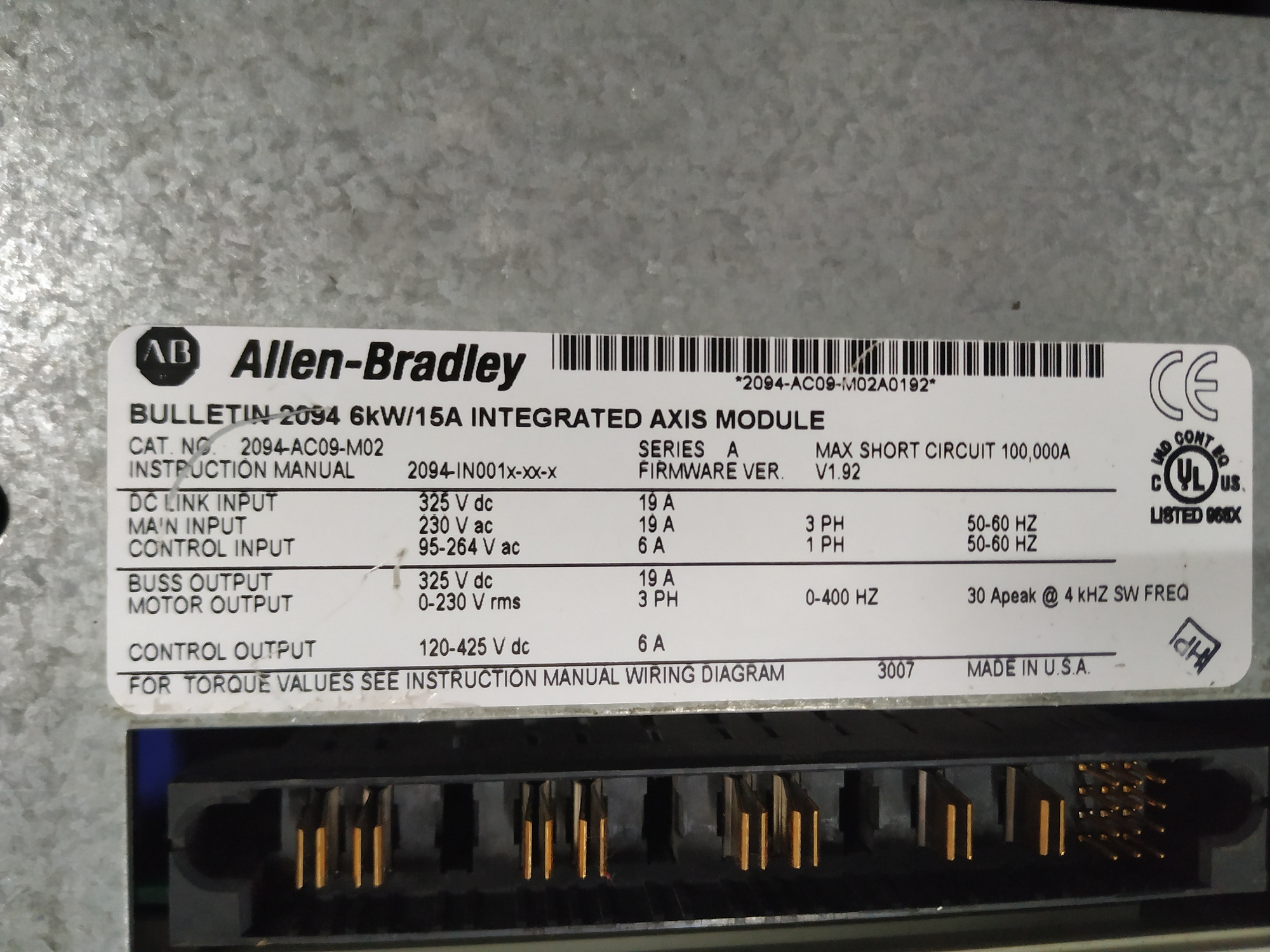 ALLEN BRADLEY KINETIX 6000 MODULE 2094-AC09-M02