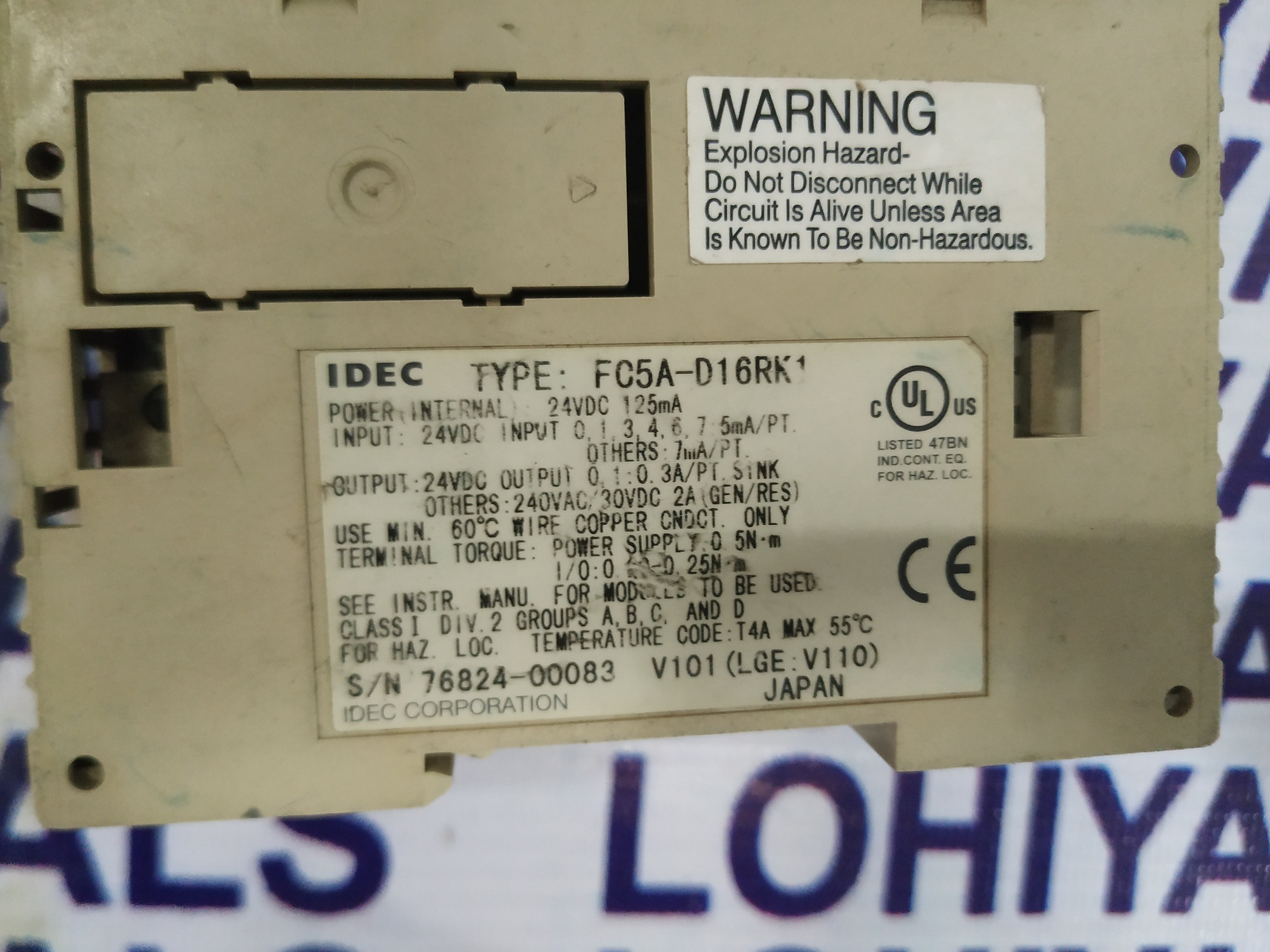 IDEC PROGRAMMABLE CONTROLLERS FC5A-D16RK1