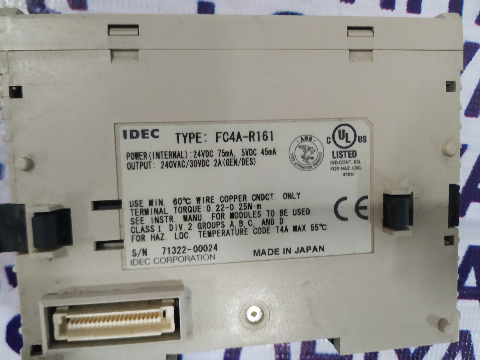 IDEC DIGITAL I/O MODULE FC4A-R161