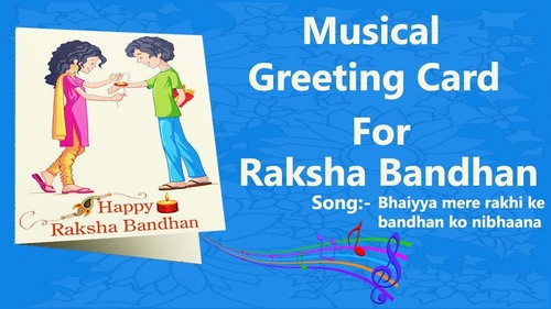 Handmade Rakhi Combo Includes Musical Greeting Card Rakhi Chawal Roli Attached With Card Plays Bhaiyya Mere