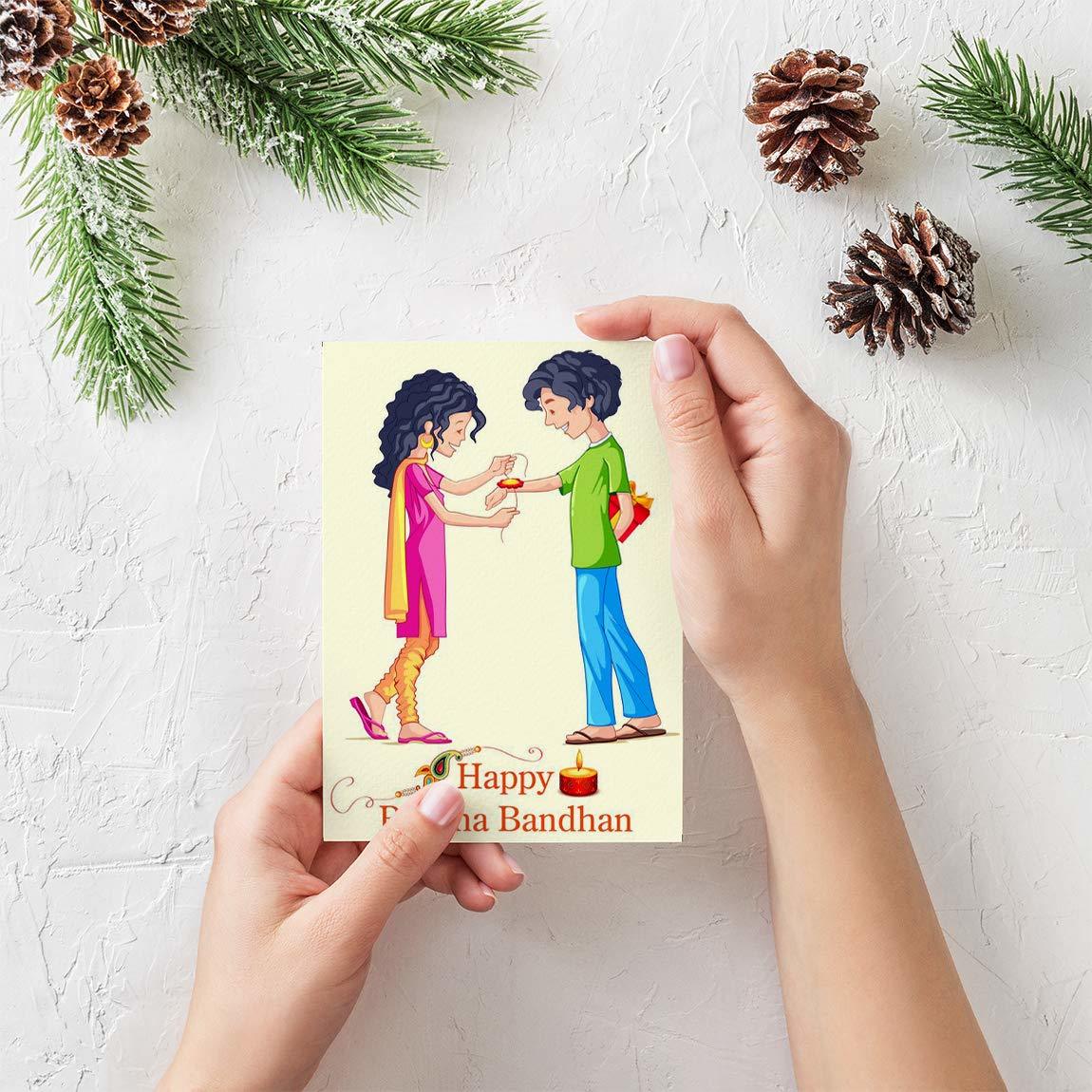 Rakhi Combo Includes Musical Greeting Card Rakhi Chawal Roli Attached with Card Plays Bhaiyya Mere