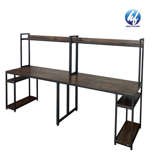 Particle Board & Iron Frame Factory Wholesale Wooden Height Adjustable Storage Shelf Writing Table