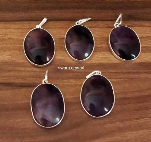Amethyst crystal gemstone oval pendent