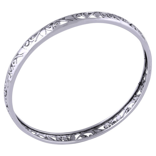 Plain Jali Cut 925 Sterling Solid Silver Bangle