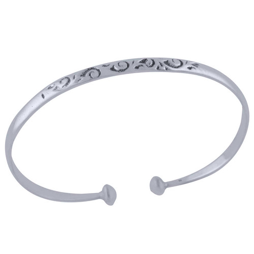 Plain Engraved 925 Sterling Solid Silver Bangle