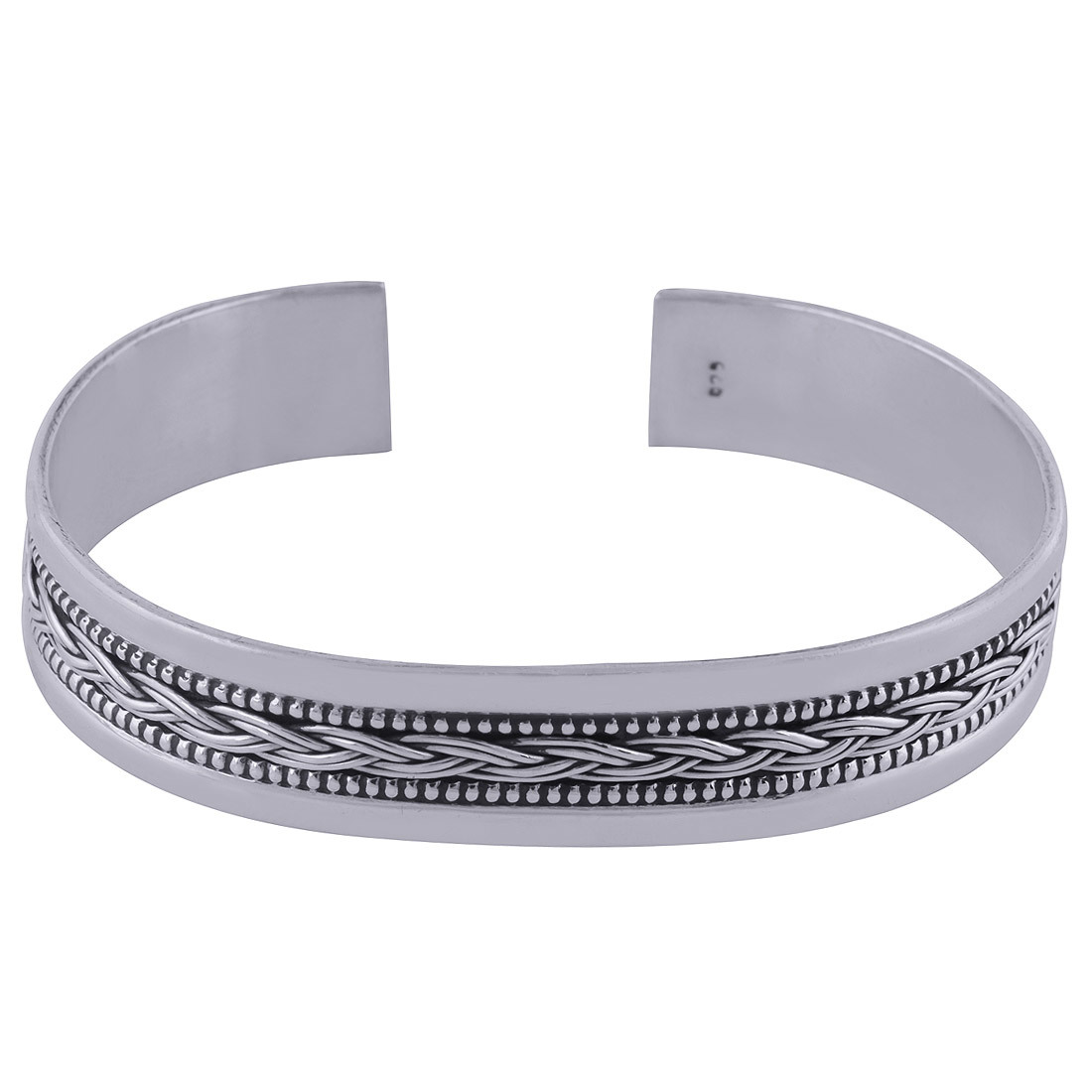 Plain Rawa Braids 925 Sterling Solid Silver Bangle