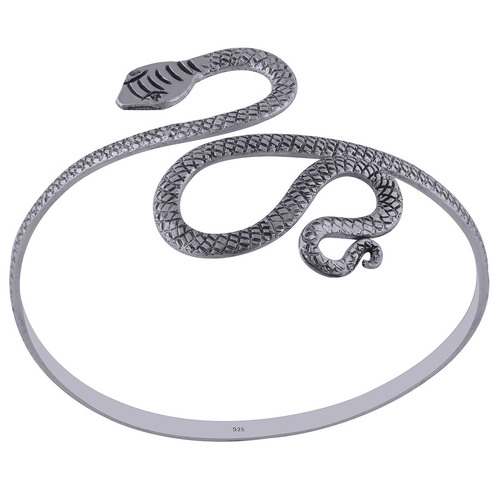 Plain Textured Snake 925 Sterling Solid Silver Bangle