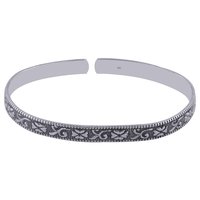 Plain Embossed 925 Sterling Solid Silver Bangle