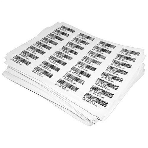 Printed Barcode Label - Paper Material, 40 mm x 30 mm Dimensions, White Color | Adhesive Rectangle Shape, Standard Style, Printed Pattern