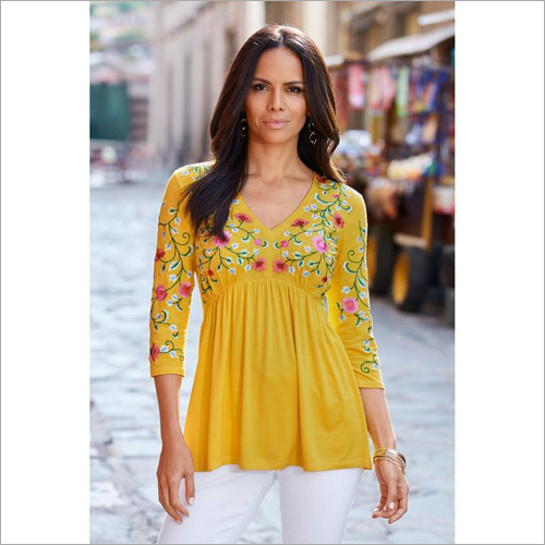 Ladies Cotton Floral Embroidery Top