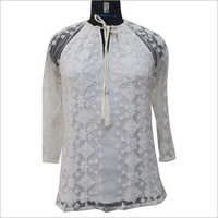 Cotton And Net Embroidery Top