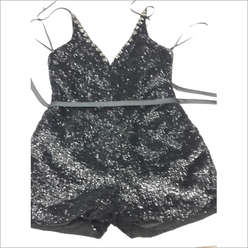 Beaded Short Sleeve Romper