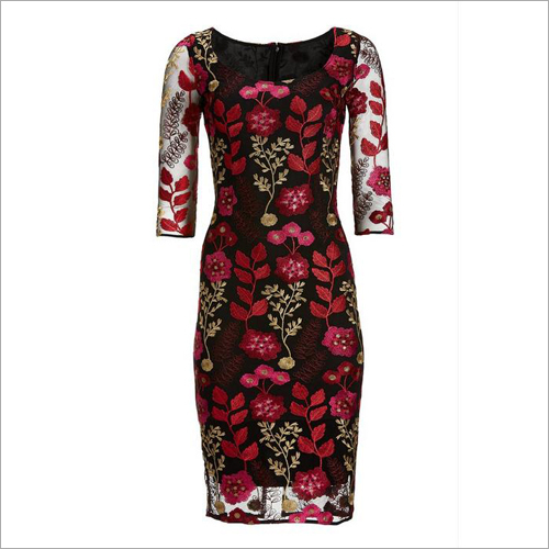 Available In Different Color Ladies Embroidered Short Dress