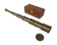 BRASS TELESCOPE WITH WOODEN BOX ANTIQUE STYLE