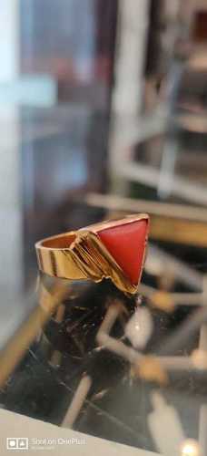 Yellow Gold Ring With Italian Red Coral