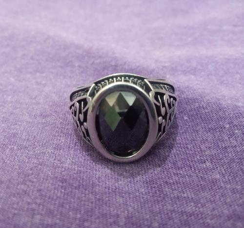 Turkish Black Silver Ring With Natural Black Onyx