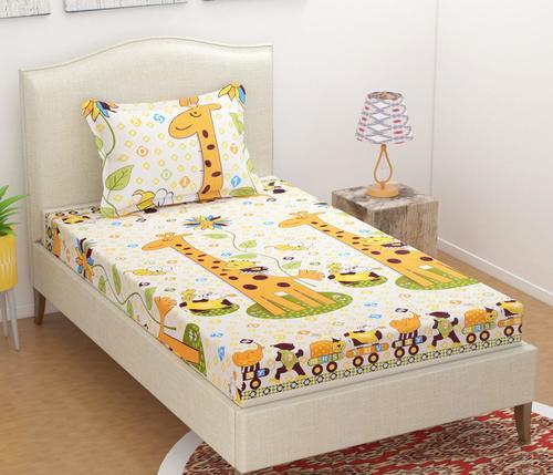 Divine Overseas Microfiber Kids Printed Designer Bed Sheet (60" X 90" 1 Bedsheet + 1 Pillow Cover, Giraffe Design)