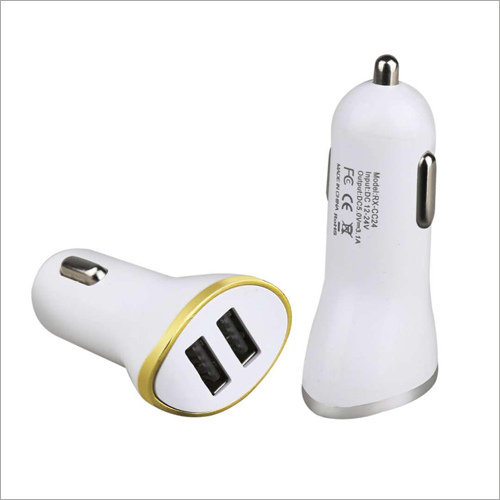 Double USB Car Charger - Precision Electronics, Energy-Efficient & Fast Charging | Durable White Design, Voltage Resilient