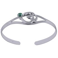 Amethyst Natural Gemstone Round 925 Sterling Solid Silver Handmade Om Bangled 925 Sterling Solid Silver Handmade Om Bangle