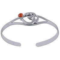 Amethyst Natural Gemstone Round 925 Sterling Solid Silver Handmade Om Bangled 925 Sterling Solid Silver Handmade Om Bangle