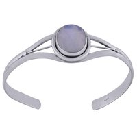 Rainbow Natural Gemstone Oval 925 Sterling Solid Silver Handmade Bangle
