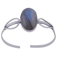 Amethyst Natural Gemstone Oval 925 Sterling Solid Silver Handmade Bangle