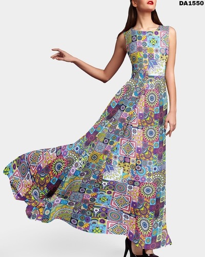 Multicolored Digital Prints On Semi Linen Fabric