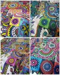 Multicolored Digital Prints On Semi Linen Fabric