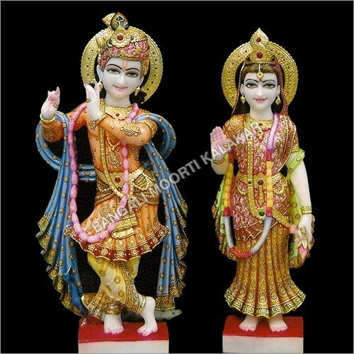 Marble Multicolor Radha Krishna Statue