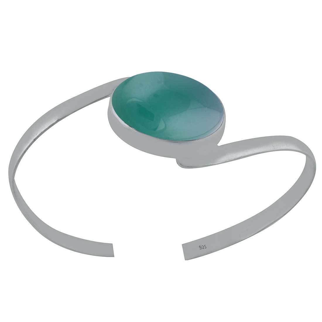 Malachite Natural Gemstone Oval 925 Sterling Solid Silver Handmade Bangle