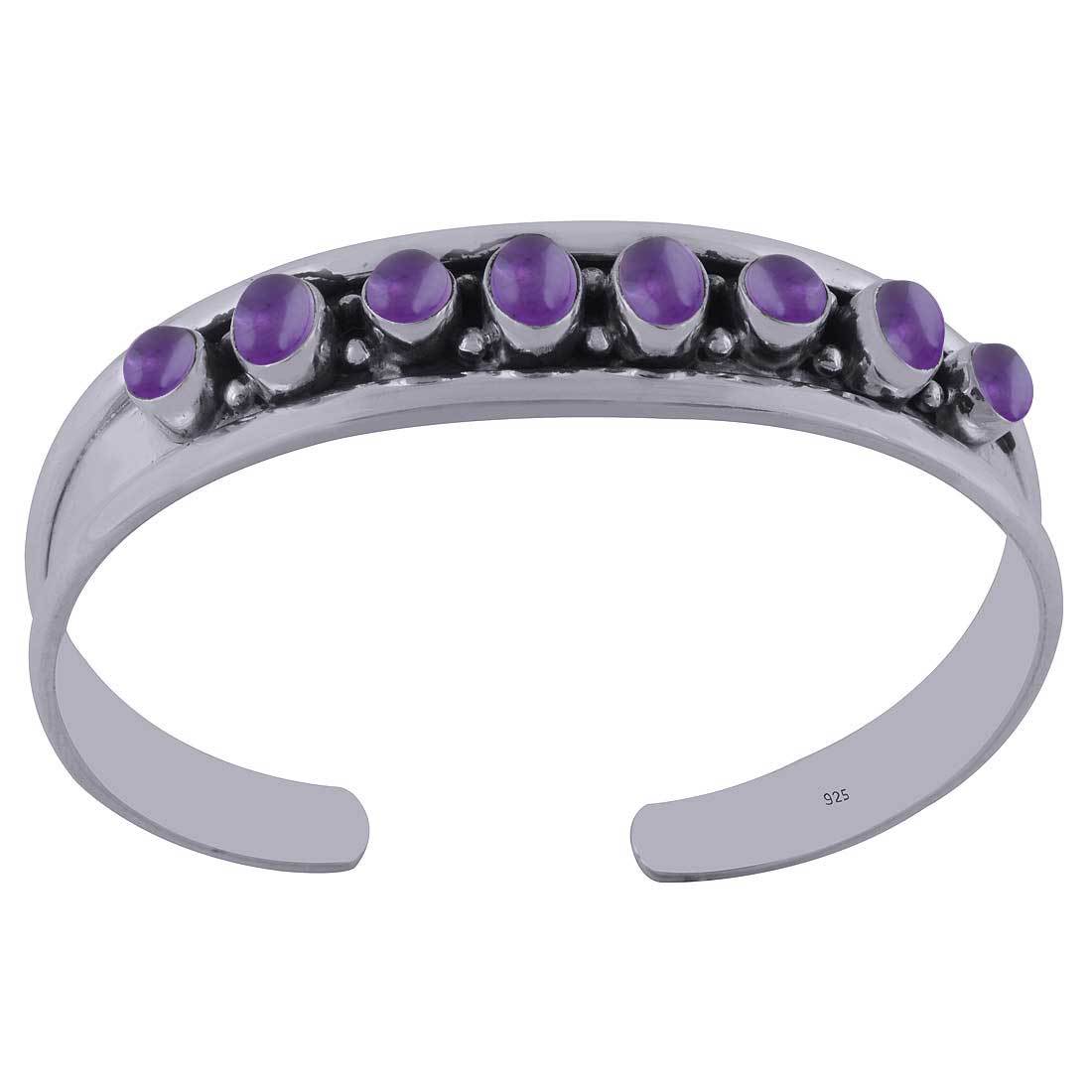Rainbow Natural Gemstone Oval 925 Sterling Solid Silver Handmade Bangle