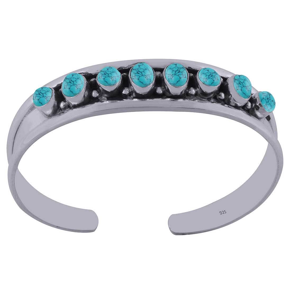 Rainbow Natural Gemstone Oval 925 Sterling Solid Silver Handmade Bangle